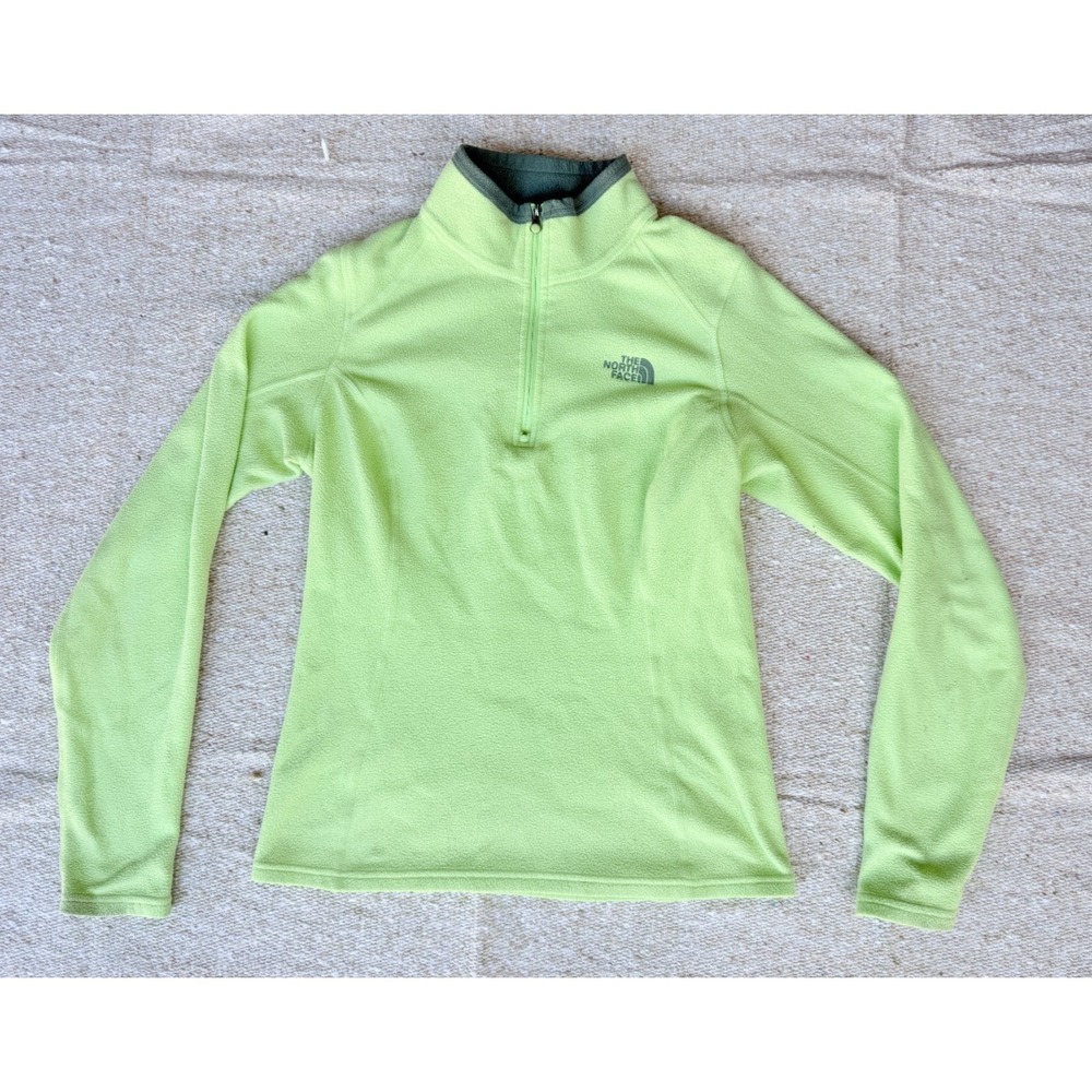 The North Face Sweater Women's‎ Neon Green Pullover 1/4 Zip Fleece XS